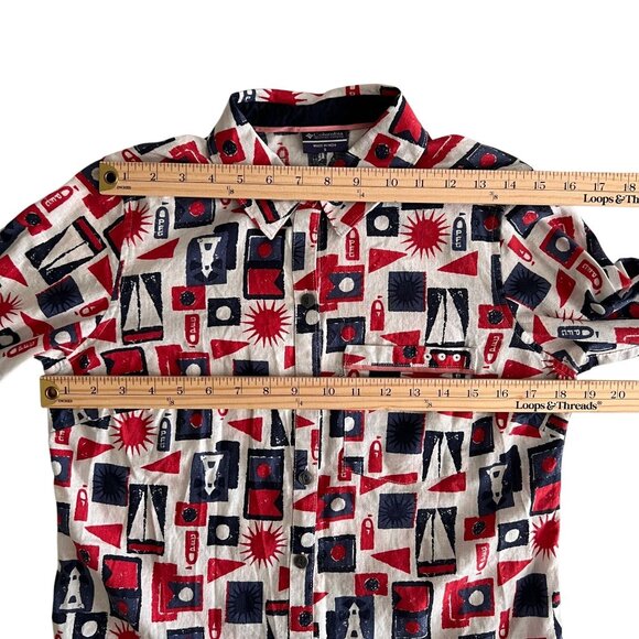 Women's PFG Columbia Linen Cotton Button-Up Long Sleeve Small Nautical A… - Picture 6 of 14